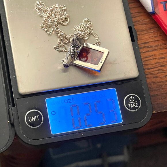 Signed LB Lori Bonn Sterling Silver Baltic Amber Pendant Necklace AZ 925 Italy - Picture 10 of 15